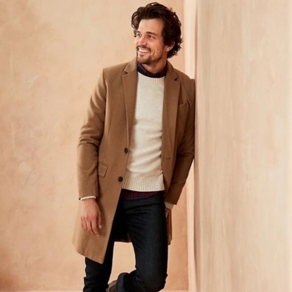 NWT Banana Republic Men’s Camel Tan Wool Blend Coat Jacket XL Long Heavy - Picture 1 of 8
